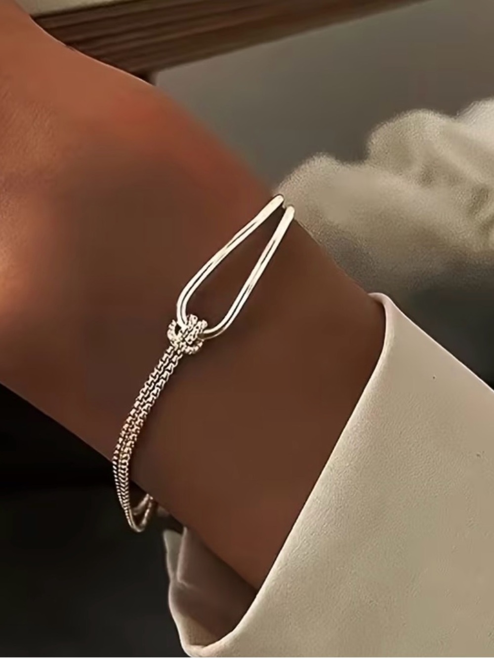 Silver Minimal Double-Loop Bracelet
